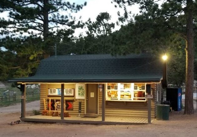 snack shack at dusk